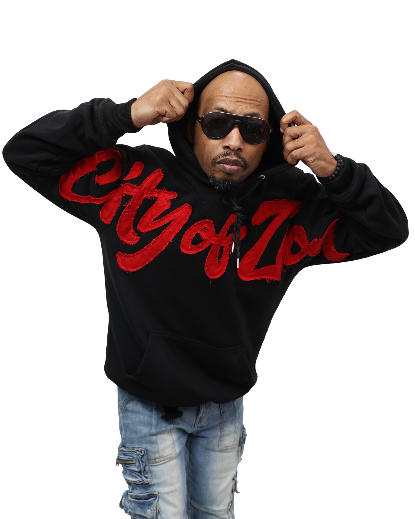City of Zion Black Distressed Hoodie